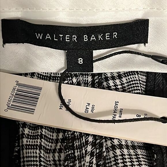Walter Baker Black/White Houndstooth Plaid Cropped Ruffle Hem Pants Size 8 NWT‎ - Picture 11 of 12